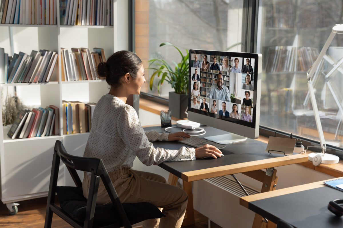 Woman working with her remote sourcing team.